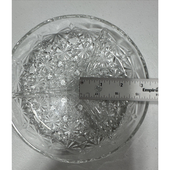 Vintage Glass Divided Dish Button & Daisy Pattern Bowl Multi-Condiment Server - Picture 11 of 12
